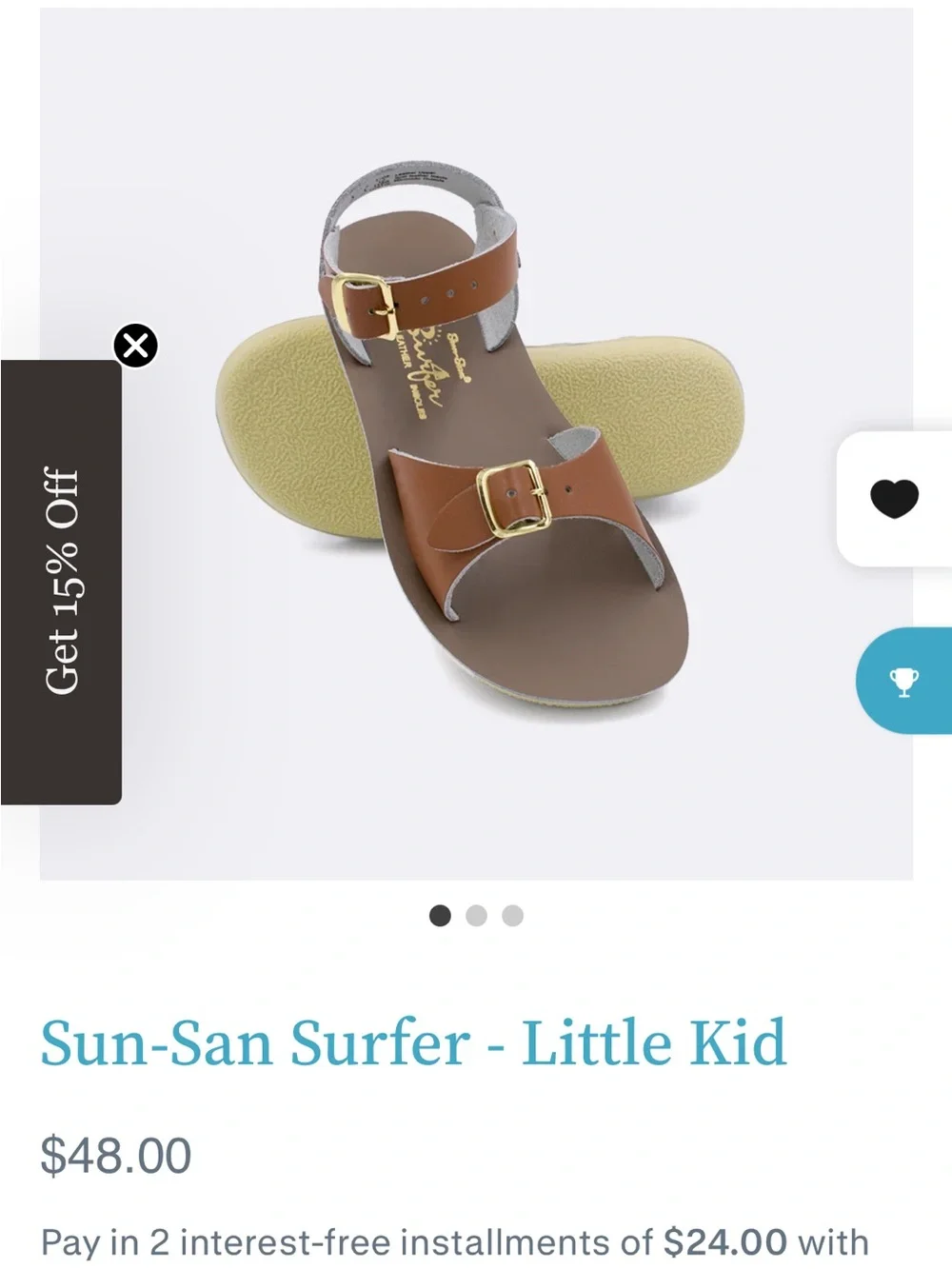 Salt Water Girl Brown Leather Buckle Sandals size 1
